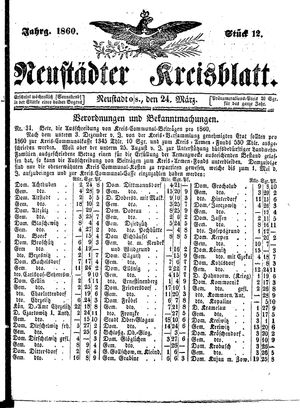 Neustädter Kreisblatt vom 24.03.1860