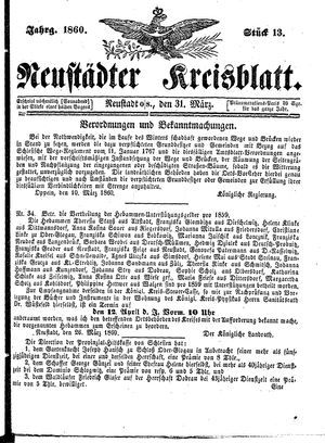 Neustädter Kreisblatt vom 31.03.1860