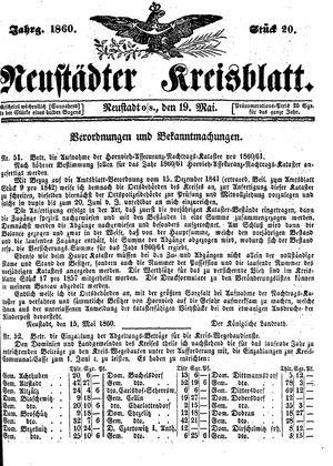 Neustädter Kreisblatt vom 19.05.1860