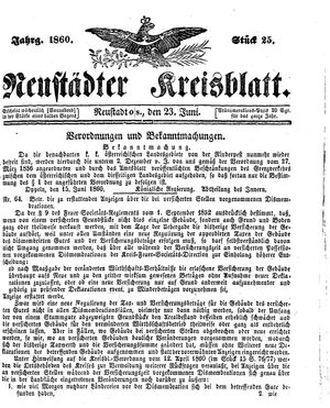 Neustädter Kreisblatt vom 23.06.1860
