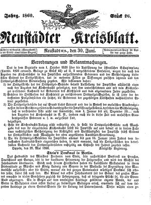 Neustädter Kreisblatt vom 30.06.1860