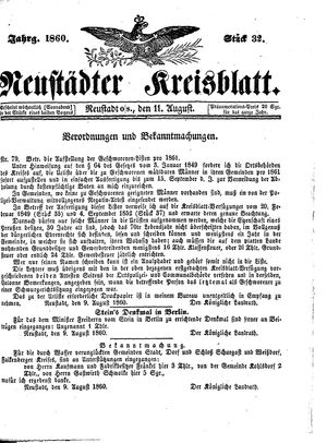 Neustädter Kreisblatt vom 11.08.1860