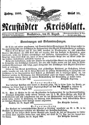 Neustädter Kreisblatt vom 18.08.1860