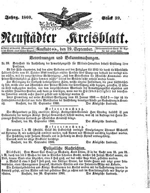 Neustädter Kreisblatt vom 29.09.1860