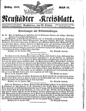 Neustädter Kreisblatt on Oct 20, 1860