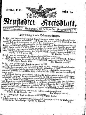 Neustädter Kreisblatt vom 08.12.1860