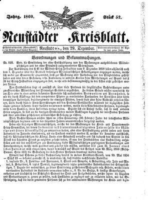 Neustädter Kreisblatt vom 29.12.1860