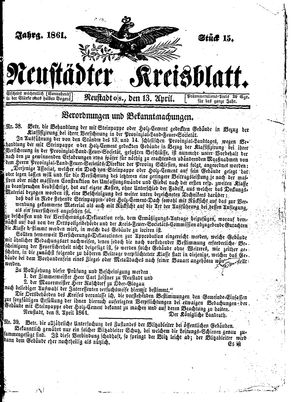 Neustädter Kreisblatt vom 13.04.1861