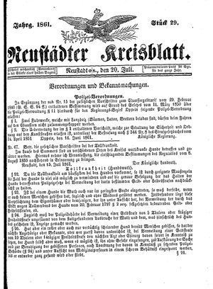 Neustädter Kreisblatt vom 20.07.1861