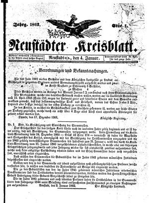 Neustädter Kreisblatt vom 04.01.1862