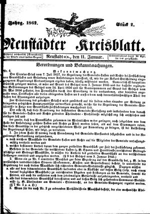 Neustädter Kreisblatt vom 11.01.1862