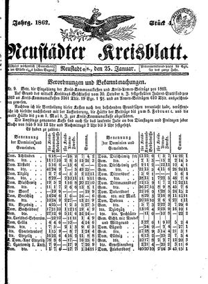 Neustädter Kreisblatt vom 25.01.1862