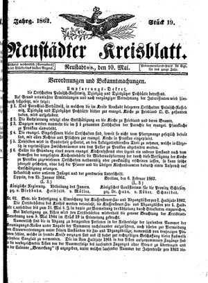 Neustädter Kreisblatt vom 10.05.1862