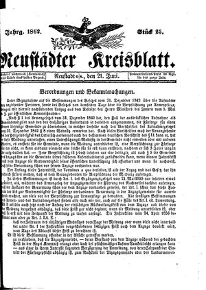 Neustädter Kreisblatt vom 21.06.1862