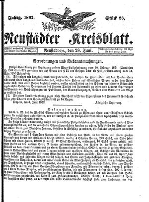 Neustädter Kreisblatt on Jun 28, 1862
