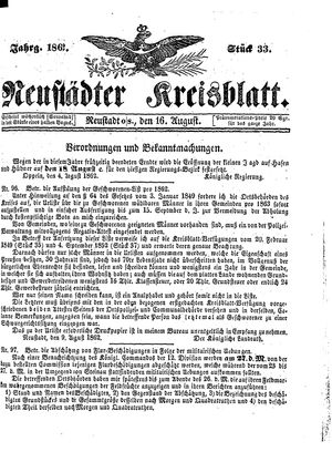 Neustädter Kreisblatt vom 16.08.1862