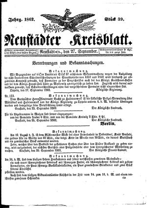 Neustädter Kreisblatt vom 27.09.1862