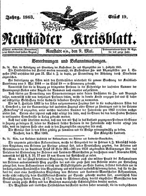 Neustädter Kreisblatt vom 09.05.1863