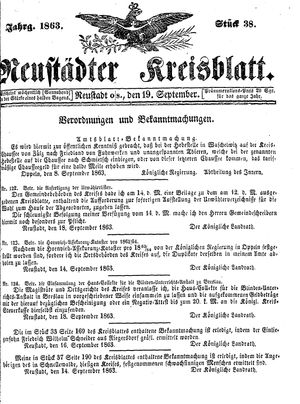 Neustädter Kreisblatt vom 19.09.1863