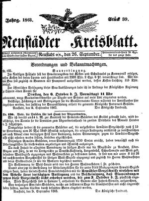 Neustädter Kreisblatt vom 26.09.1863