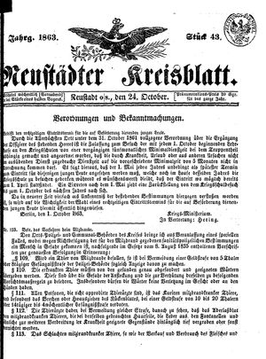 Neustädter Kreisblatt vom 24.10.1863