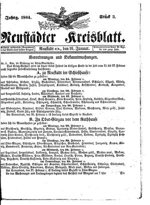 Neustädter Kreisblatt on Jan 16, 1864