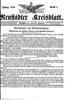 Neustädter Kreisblatt vom 30.01.1864