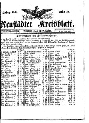 Neustädter Kreisblatt vom 19.03.1864