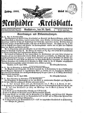 Neustädter Kreisblatt vom 30.04.1864