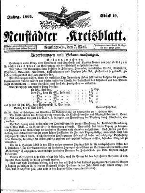Neustädter Kreisblatt vom 07.05.1864