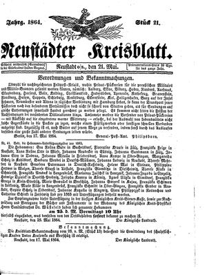 Neustädter Kreisblatt vom 21.05.1864