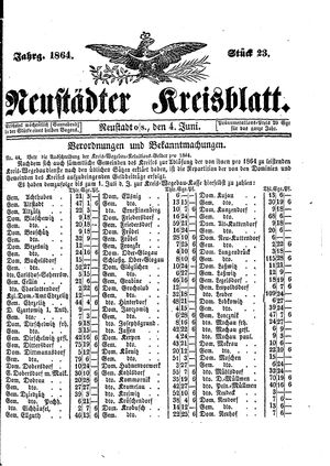 Neustädter Kreisblatt vom 04.06.1864