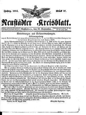 Neustädter Kreisblatt vom 10.09.1864