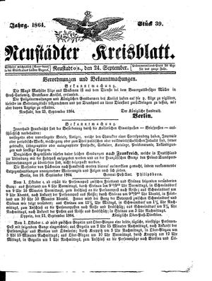 Neustädter Kreisblatt vom 24.09.1864
