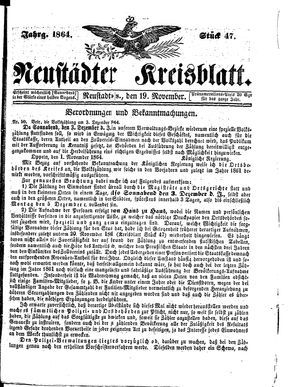 Neustädter Kreisblatt vom 19.11.1864