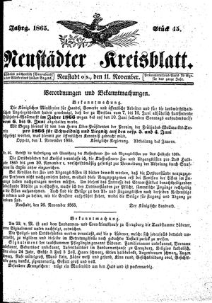 Neustädter Kreisblatt vom 11.11.1865