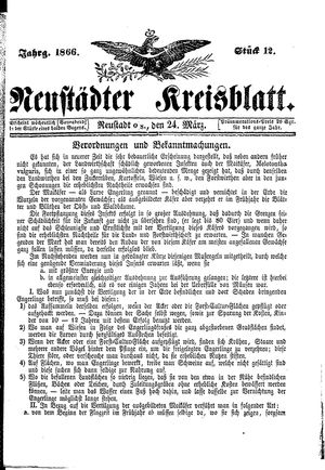 Neustädter Kreisblatt vom 24.03.1866