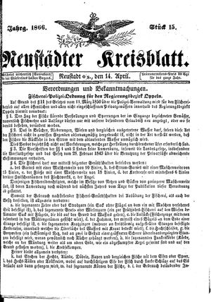 Neustädter Kreisblatt vom 14.04.1866