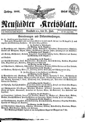 Neustädter Kreisblatt vom 21.07.1866
