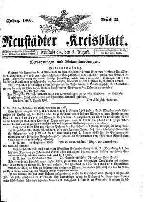 Neustädter Kreisblatt vom 11.08.1866