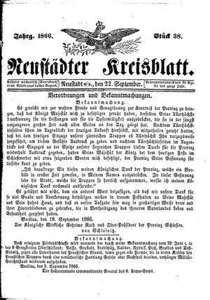 Neustädter Kreisblatt vom 22.09.1866