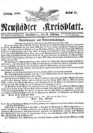 Neustädter Kreisblatt vom 13.10.1866