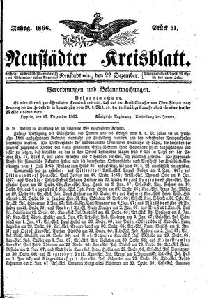 Neustädter Kreisblatt vom 22.12.1866