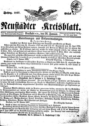 Neustädter Kreisblatt vom 26.01.1867