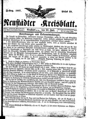 Neustädter Kreisblatt on Jul 20, 1867