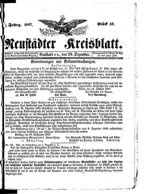 Neustädter Kreisblatt on Dec 28, 1867