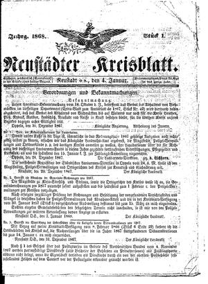 Neustädter Kreisblatt on Jan 4, 1868