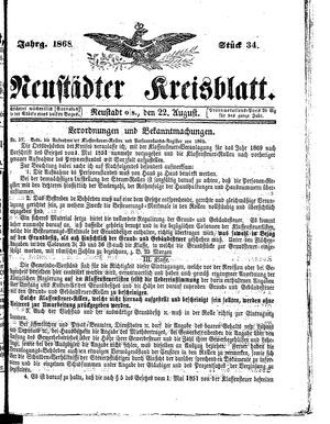 Neustädter Kreisblatt vom 22.08.1868