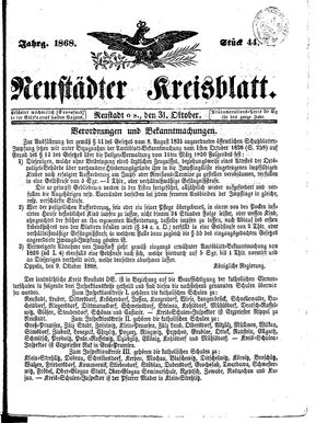 Neustädter Kreisblatt on Oct 31, 1868