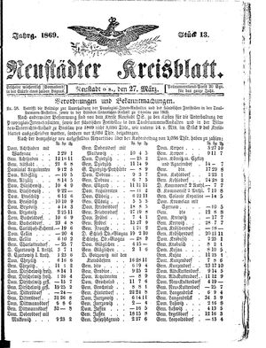 Neustädter Kreisblatt vom 27.03.1869